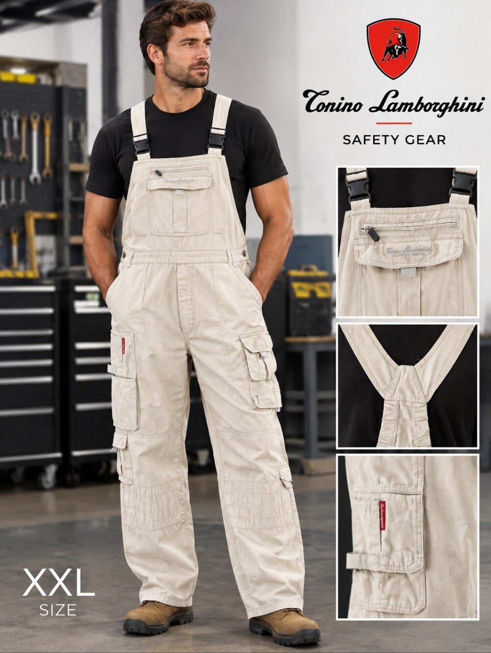 Tonino Lamborghini  Safety Gear Coveralls.  Heavy weight twill 10pockets Sz XXL